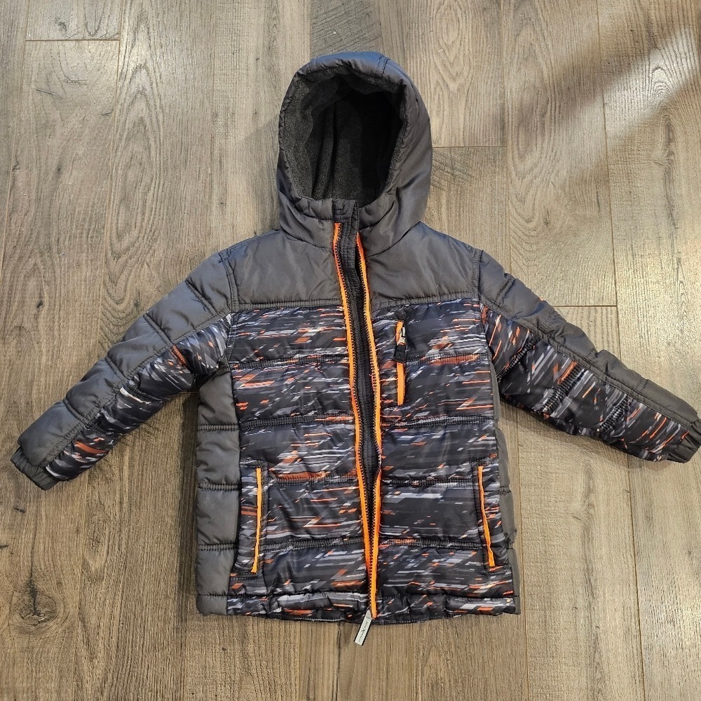 Kid's sz4 Zero Exposure Boys Puffer‎ Winter Coat Jacket Gray Orange Warm School